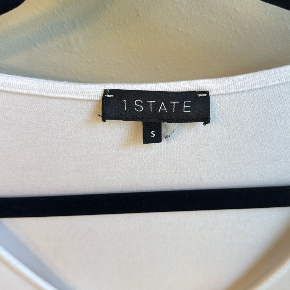 1. State White Scoop Neck Top with Red Gingham Ruffle Sleeves - Picture 4 of 6